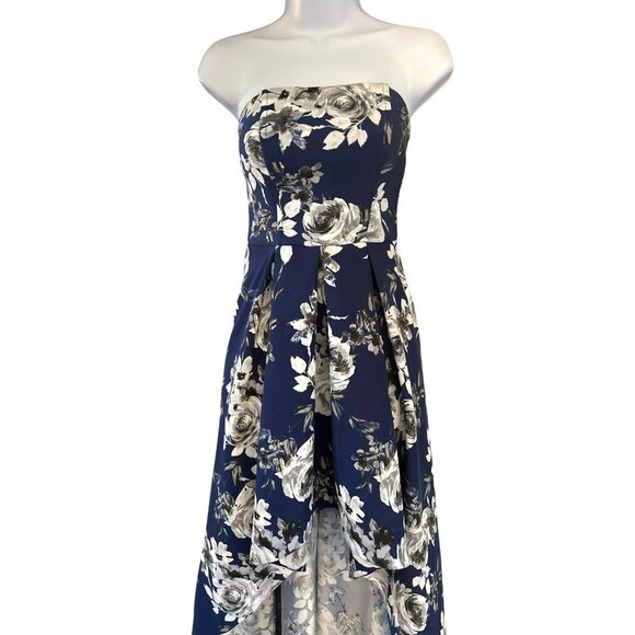 Speechless Blue Hi Low Floral Special Occasions Dress Size 5 Summer Party NWT - Picture 2 of 6
